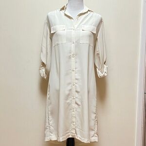 -Marie France- Vintage Cream Button Down Midi Dress